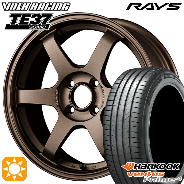 【取付対象】185/55R16 83H ハンコック veNtus PRime4 K135 RAYS ボルクレーシング TE37 ソニック BR 16インチ 6.0J 4H100 サマータイヤホイールセット ｜トレッド新横浜師岡店
