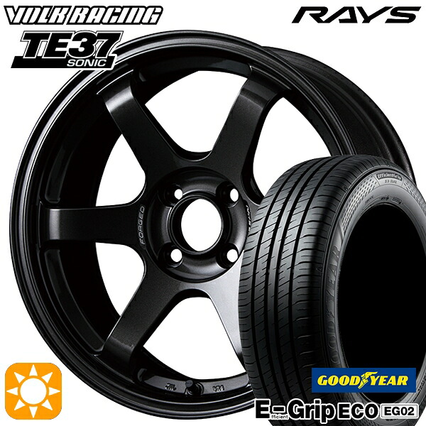 【取付対象】175/55R15 77V グッドイヤー エフィシェントグリップ EG02 RAYS ボルクレーシング TE37 ソニック MM 15インチ 6.0J 4H100 サマータイヤホイールセット