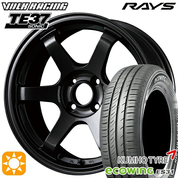 【取付対象】フィット アクア 185/60R15 84H クムホ エコウィング ES31 RAYS ボルクレーシング TE37 ソニック MM 15インチ 6.0J 4H100 サマータイヤホイールセット