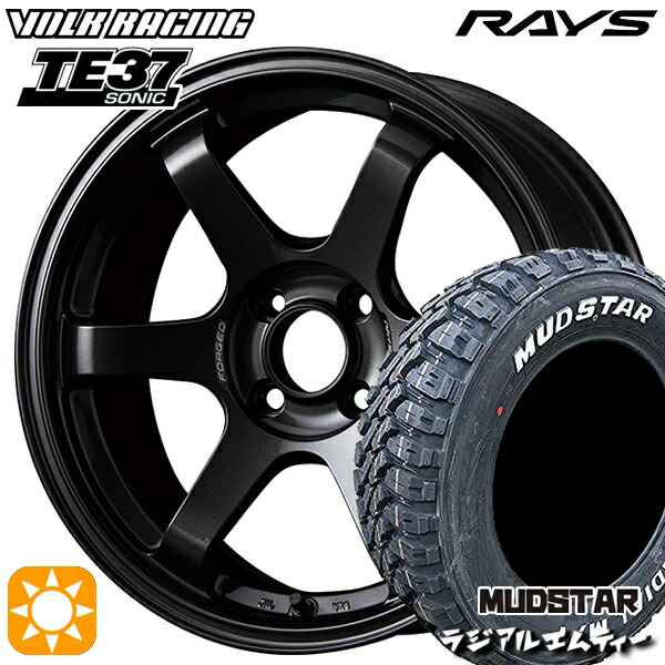 【取付対象】195/65R15 91T マッドスター ラジアル M/T ホワイトレター RAYS ボルクレーシング TE37 ソニック MM 15インチ 6.0J 4H100 サマータイヤホイールセット