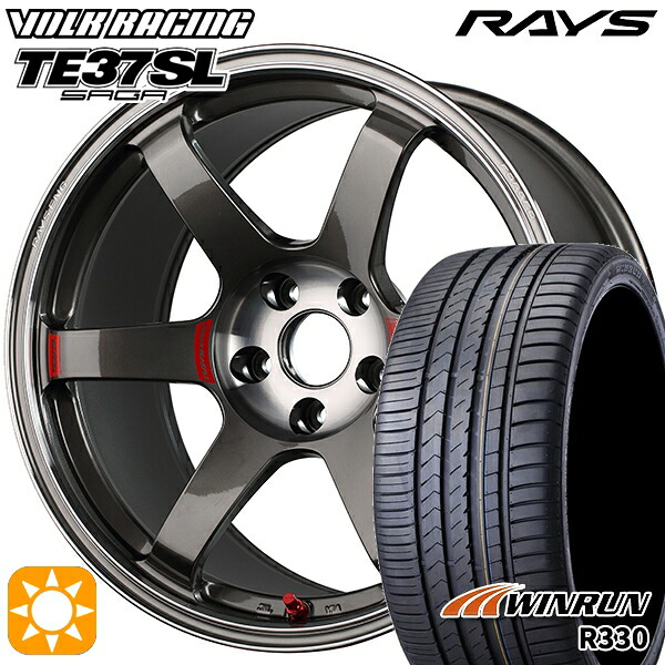 【取付対象】アウトランダー エクストレイル 225/55R18 98V ウィンラン R330 RAYS ボルクレーシング TE37 サーガSL PG 18インチ 8.5J 5H114.3 サマータイヤホイールセット