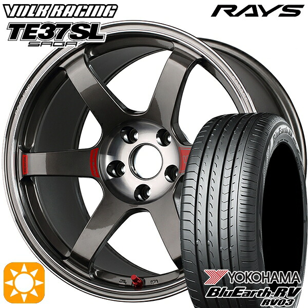 【取付対象】225/50R18 95V ヨコハマ ブルーアース RV03 RAYS ボルクレーシング TE37 サーガSL PG 18インチ 8.5J 5H114.3 サマータイヤホイールセット