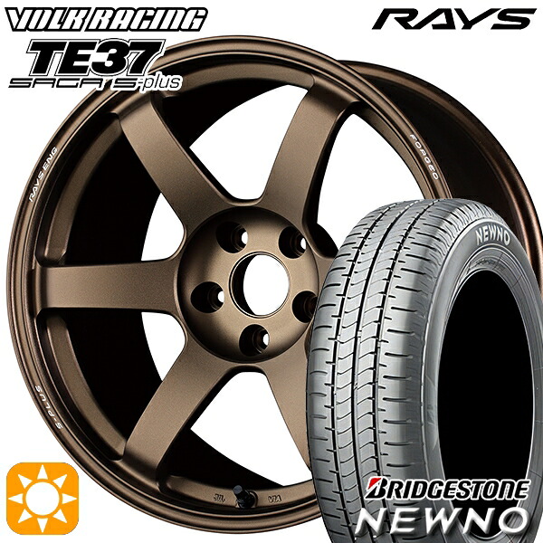 【取付対象】215/60R17 96H ブリヂストン ニューノ RAYS ボルクレーシング TE37 サーガ S-プラス BR 17インチ 7.5J 5H114.3 サマータイヤホイールセット