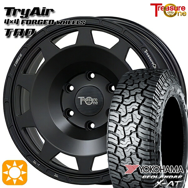 【取付対象】デリカD5 LT215/70R16 100/97Q ヨコハマ ジオランダー X-AT G016 トレジャーワン 鍛造 トライエアー TAD マットブラック 16インチ 7.0J 5H114.3 サマータイヤホイールセット |トレッド新横浜師岡店