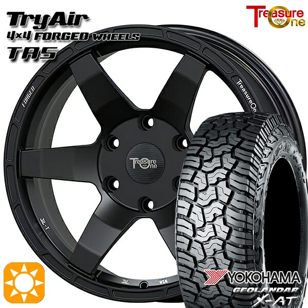 【取付対象】デリカD5 LT215/70R16 100/97Q ヨコハマ ジオランダー X-AT G016 トレジャーワン 鍛造 トライエアー TAS マットブラック 16インチ 7.0J 5H114.3 サマータイヤホイールセット |トレッド新横浜師岡店