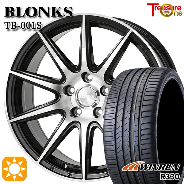 【取付対象】215/35R18 84W XL ウィンラン R330 トレジャーワン ブロンクス TB001S ブラックポリッシュ 18インチ 7.0J 5H114.3 +48/+53 サマータイヤホイールセット