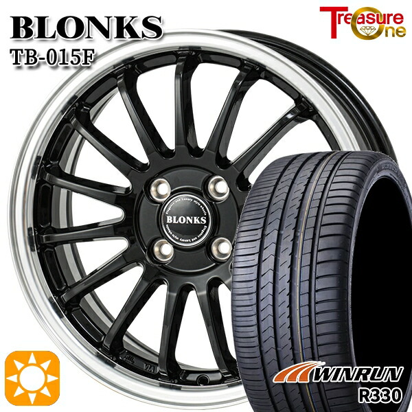 【取付対象】アクア デミオ 195/55R16 87V ウィンラン R330 トレジャーワン ブロンクス TB015F BK/RP 16インチ 6.0J 4H100 サマータイヤホイールセット