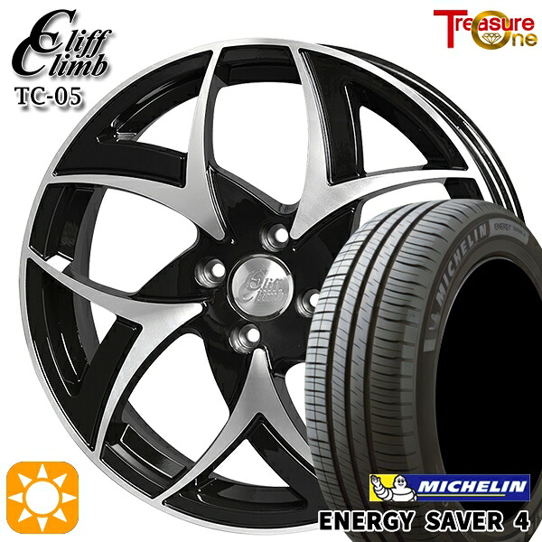 【取付対象】アクア ヤリス 195/50R16 88V XL ミシュラン エナジーセイバー4 トレジャーワン クリフクライム TC05 ブラックポリッシュ 16インチ 6.0J 4H100 サマータイヤホイールセット ｜トレッド新横浜師岡店