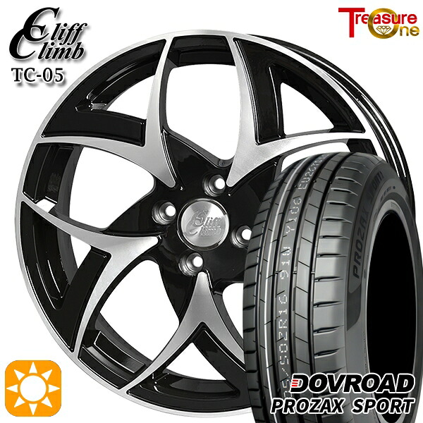 【取付対象】マツダ2 ノート 205/45R17 88W XL DOVROAD プロザックススポーツ トレジャーワン クリフクライム TC05 ブラックポリッシュ 17インチ 6.5J 4H100 サマータイヤホイールセット