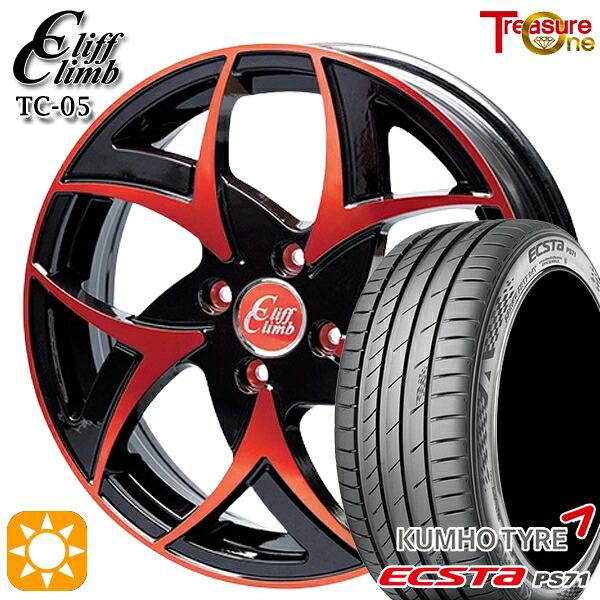 【取付対象】マツダ2 ノート 205/45R17 88W XL クムホ エクスタ PS71 トレジャーワン クリフクライム TC05 ブラックポリッシュレッドクリア 17インチ 6.5J 4H100 サマータイヤホイールセット ｜トレッド新横浜師岡店