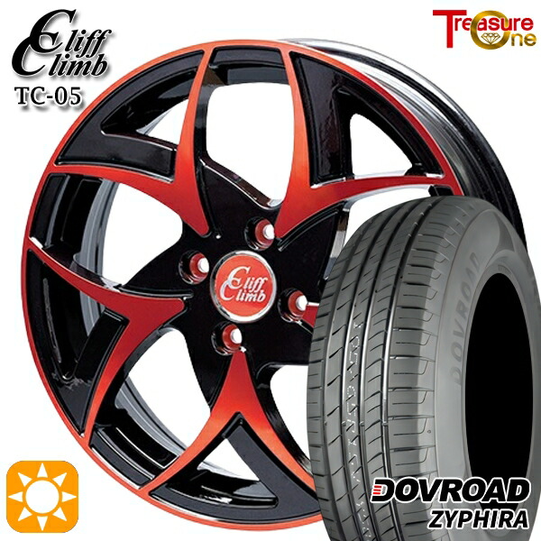 【取付対象】155/65R14 75T DOVROAD ザイファイラ トレジャーワン クリフクライム TC05 ブラックポリッシュレッドクリア 14インチ 4.5J 4H100 サマータイヤホイールセット |トレッド新横浜師岡店