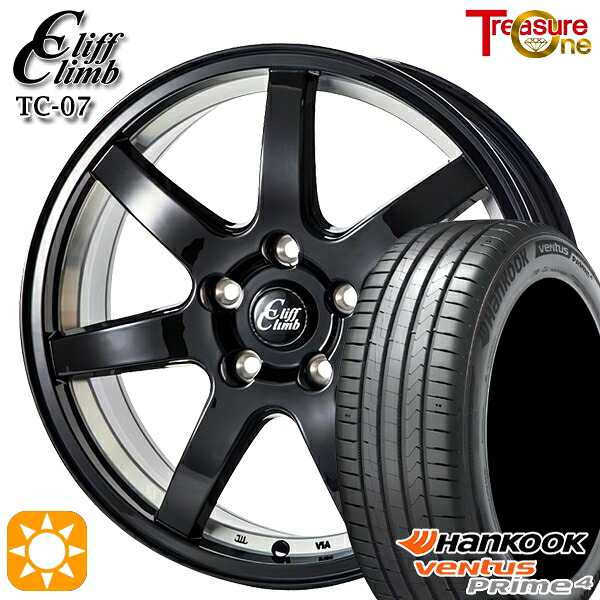 【取付対象】215/55R17 98W XL ハンコック veNtus PRime4 K135 トレジャーワン クリフクライム TC07 ブラックアンダーカット 17インチ 7.0J 5H100 サマータイヤホイールセット