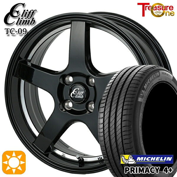 【取付対象】195/65R16 92H ミシュラン プライマシー4プラス トレジャーワン クリフクライム TC09 ブラックアンダーカットポリッシュ 16インチ 6.0J 4H100 サマータイヤホイールセット