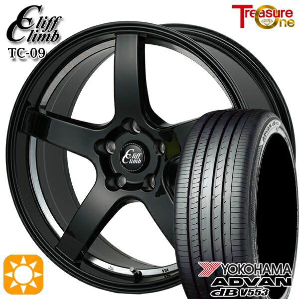 【取付対象】レガシィB4 エクシーガ 215/50R17 95V XL ヨコハマ アドバンデシベル V553 トレジャーワン クリフクライム TC09 ブラックアンダーカットポリッシュ 17インチ 7.0J 5H100 サマータイヤホイールセット |トレッド新横浜師岡店