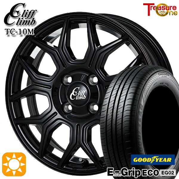 【取付対象】アクア クロスビー 185/55R16 83V グッドイヤー エフィシェントグリップ EG02 トレジャーワン クリフクライム TC10M ブラックアンダーカットポリッシュ 16インチ 6.5J 4H100 サマータイヤホイールセット |トレッド新横浜師岡店