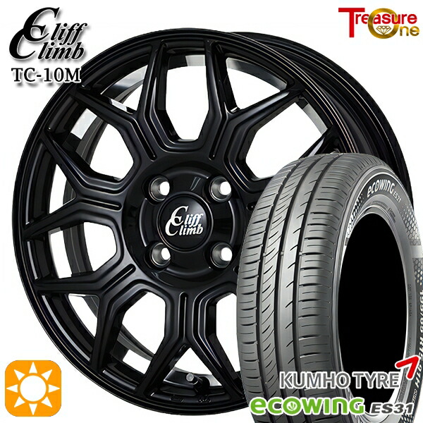 【取付対象】175/65R15 84H クムホ エコウィング ES31 トレジャーワン クリフクライム TC10M ブラックアンダーカットポリッシュ 15インチ 5.5J 4H100 サマータイヤホイールセット