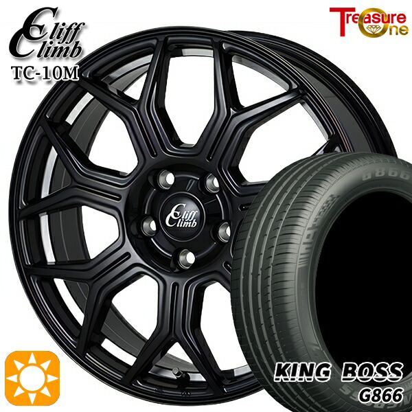 【取付対象】225/45R18 95W XL キングボス G866 トレジャーワン クリフクライム TC10M ブラックアンダーカットポリッシュ 18インチ 8.0J 5H114.3 サマータイヤホイールセット ｜トレッド新横浜師岡店