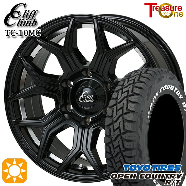 【取付対象】265/65R17 112Q トーヨー オープンカントリー R/T ホワイトレター トレジャーワン クリフクライム TC10M ブラックアンダーカットポリッシュ 17インチ 8.0J 6H139.7 サマータイヤホイールセット