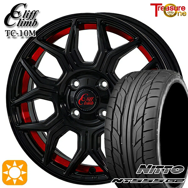 【取付対象】215/45R18 93Y XL ニットー NT555 G2 トレジャーワン クリフクライム TC10M BUC/RED 18インチ 7.0J 4H100 +46 サマータイヤホイールセット