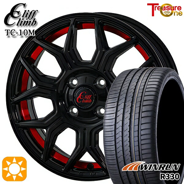 【取付対象】215/45R18 93W XL ウィンラン R330 トレジャーワン クリフクライム TC10M BUC/RED 18インチ 7.0J 4H100 +46 サマータイヤホイールセット ｜トレッド新横浜師岡店