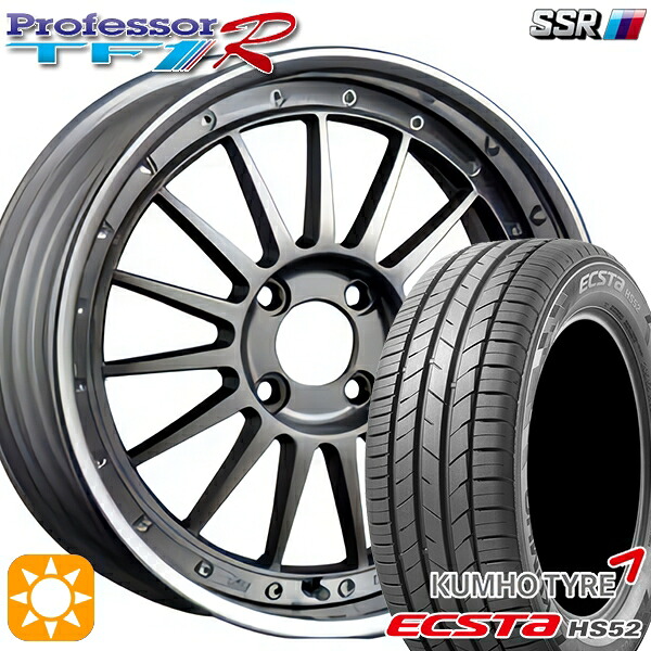 【取付対象】195/55R16 87V クムホ エクスタ HS52 SSR プロフェッサー TF1R チタンシルバー 16インチ 6.0J 4H100 サマータイヤホイールセット