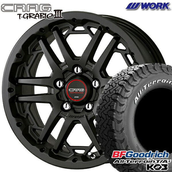 【取付対象】235/70R16 110/107S RWL BFグッドリッチ オールテレーン T/A KO3 WORK クラッグ ティーグラビック3 マットブラック 16インチ 7.0J 5H114.3 サマータイヤホイールセット