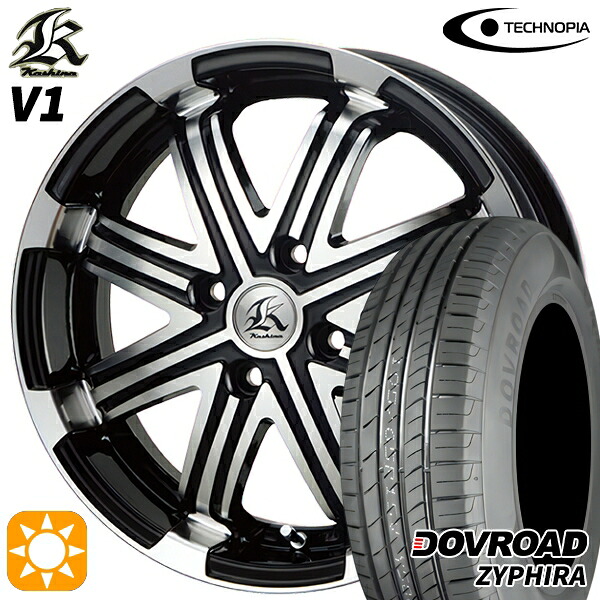 【取付対象】155/65R14 75T DOVROAD ザイファイラ テクノピア カシーナ V1 ブラックポリッシュ 14インチ 4.5J 4H100 サマータイヤホイールセット ｜トレッド新横浜師岡店 43,095円
