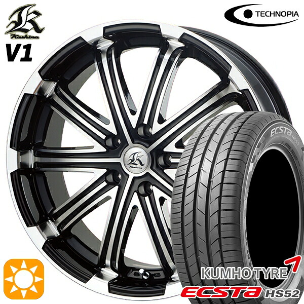 【取付対象】215/60R17 100V XL クムホ エクスタ HS52 テクノピア カシーナ V1 ブラックポリッシュ 17インチ 7.0J 5H114.3 サマータイヤホイールセット ｜トレッド新横浜師岡店