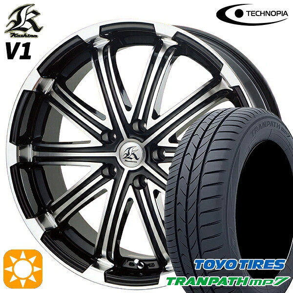 【取付対象】205/50R17 93V トーヨー トランパス mp7 テクノピア カシーナ V1 ブラックポリッシュ 17インチ 7.0J 5H114.3 サマータイヤホイールセット