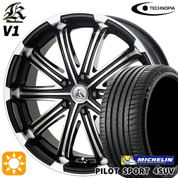 【取付対象】235/60R18 107W XL ミシュラン パイロットスポーツ4 SUV テクノピア カシーナ V1 ブラックポリッシュ 18インチ 7.0J 5H114.3 サマータイヤホイールセット |トレッド新横浜師岡店