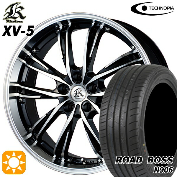 【取付対象】245/35R20 95W XL ロードボス N906 テクノピア カシーナ XV5 ブラックポリッシュ 20インチ 8.5J 5H114.3 サマータイヤホイールセット