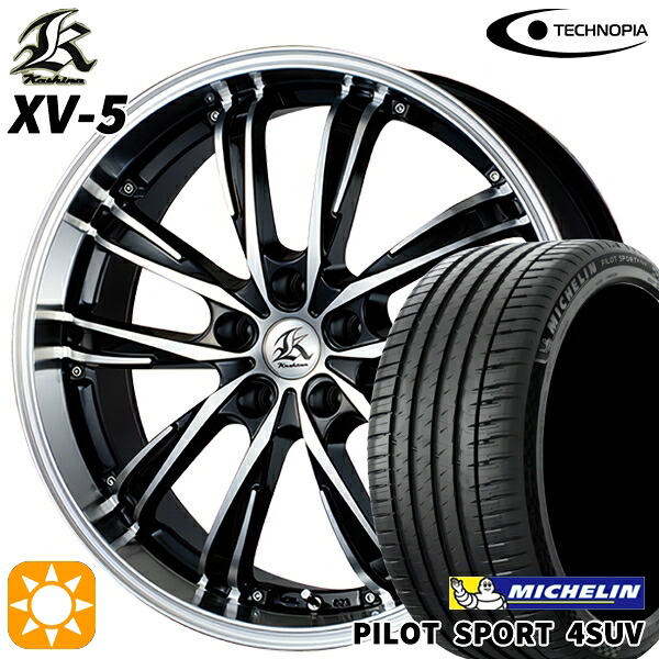 【取付対象】20/30系アルファードヴェルファイア 235/60R18 107W XL ミシュラン パイロットスポーツ4 SUV テクノピア カシーナ XV5 ブラックポリッシュ 18インチ 7.5J 5H114.3 サマータイヤホイールセット |トレッド新横浜師岡店