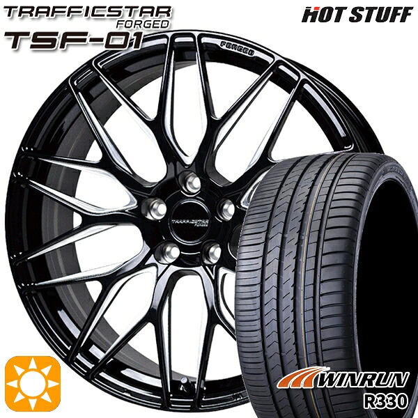 【取付対象】クラウン カムリ 245/30R20 95W XL ウィンラン R330 HotStuff トラフィックスターフォージド TSF-01 ブラック/マシニングポリッシュ 20インチ 8.5J 5H114.3 サマータイヤホイールセット