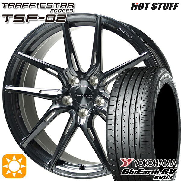 【取付対象】245/40R20 99W XL ヨコハマ ブルーアース RV03 HotStuff トラフィックスターフォージド TSF-02 ブラッシュド/ブラッククリア 20インチ 8.5J 5H114.3 サマータイヤホイールセット ｜トレッド新横浜師岡店