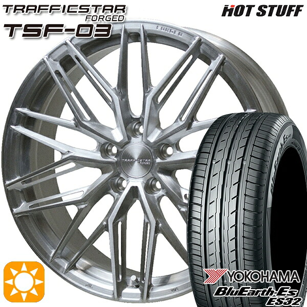 【取付対象】245/40R19 94W ヨコハマ ブルーアース ES32 HotStuff トラフィックスターフォージド TSF-03 ブラッシュド 19インチ 8.0J 5H114.3 サマータイヤホイールセット |トレッド新横浜師岡店