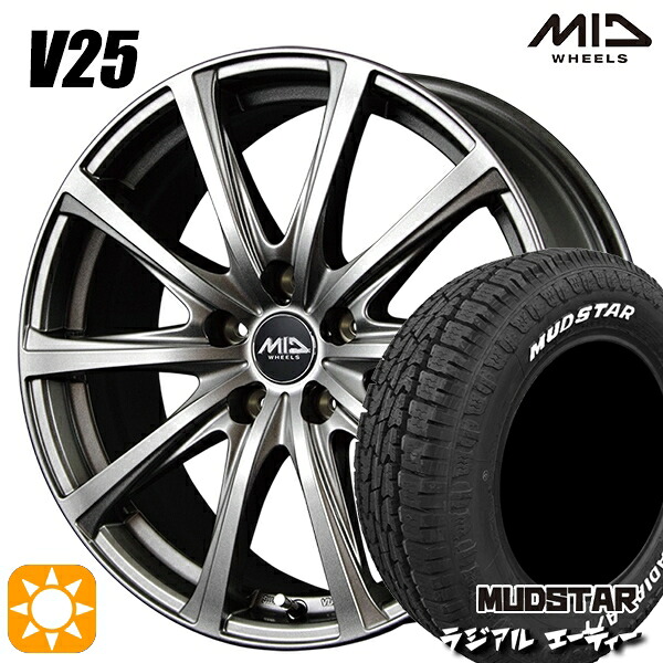 【取付対象】205/60R16 96H マッドスター ラジアル A/T ホワイトレター MID ユーロスピード V25 メタリックグレー 16インチ 6.5J 5H114.3 サマータイヤホイールセット ｜トレッド新横浜師岡店