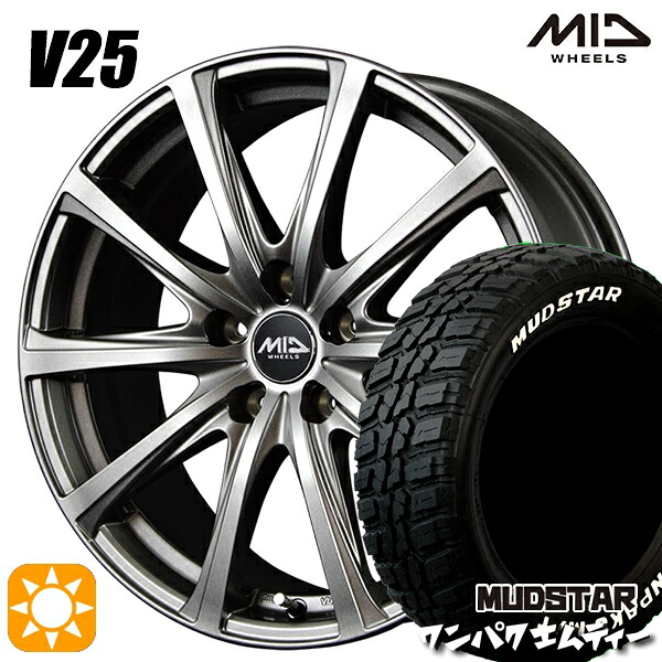 【取付対象】ヴェゼル レガシィ 225/60R18 100T WL マッドスター ワンパク M/T ホワイトレター MID ユーロスピード V25 メタリックグレー 18インチ 7.5J 5H114.3 サマータイヤホイールセット ｜トレッド新横浜師岡店