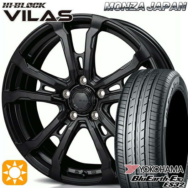 【取付対象】アイシス ノア 215/45R17 91V XL ヨコハマ ブルーアース ES32 モンツァ ハイブロック ヴィラス サテンブラック 17インチ 7.0J 5H114.3 サマータイヤホイールセット |トレッド新横浜師岡店