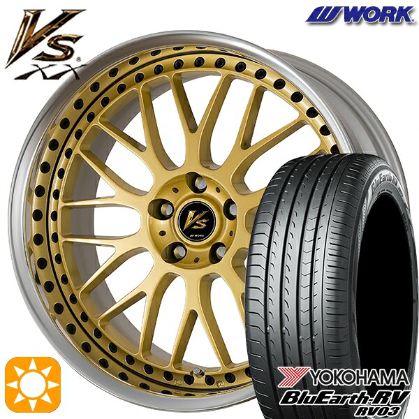 【取付対象】225/60R18 100H ヨコハマ ブルーアース RV03 WORK ワーク VS XX ゴールド 18インチ 7.0J 5H114.3 サマータイヤホイールセット