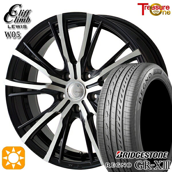 【取付対象】ハリアー アウトランダー 245/40R20 95W ブリヂストン レグノ GR-X3 トレジャーワン クリフクライム ルイス W05 ブラックポリッシュ 20インチ 8.5J 5H114.3 サマータイヤホイールセット