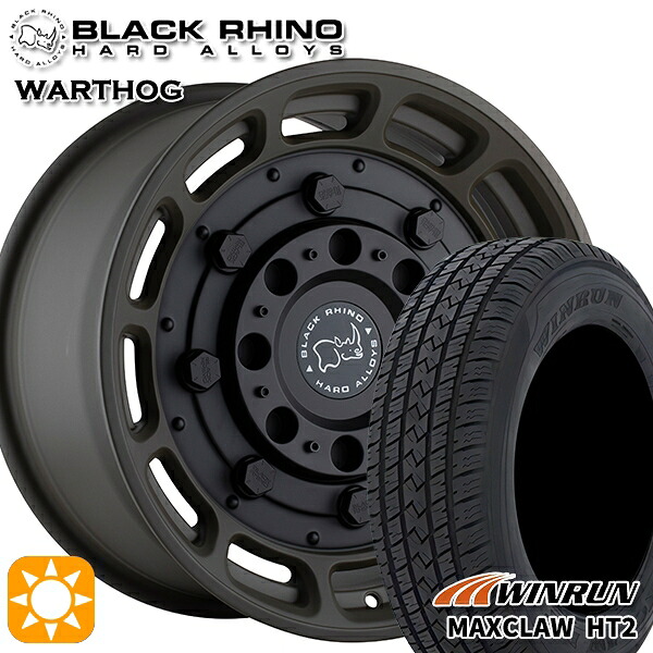 【取付対象】265/70R17 115T ウィンラン マックスクロウ H/T2 ブラックライノ WARTHOG ワートホッグ MATTE OD GREEN W/BLACK CENTER 17インチ 8.5J 6H139.7 サマータイヤホイールセット