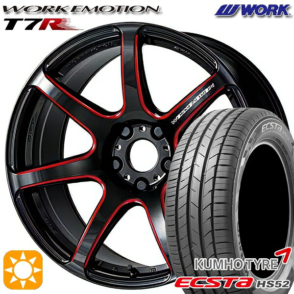 【取付対象】215/60R17 100V XL クムホ エクスタ HS52 WORK エモーション T7R Kurenai 17インチ 7.0J 5H114.3 サマータイヤホイールセット