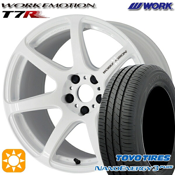 【取付対象】215/45R18 89W トーヨー ナノエナジー3プラス WORK エモーション T7R ホワイト 18インチ 7.5J 5H114.3 サマータイヤホイールセット |トレッド新横浜師岡店
