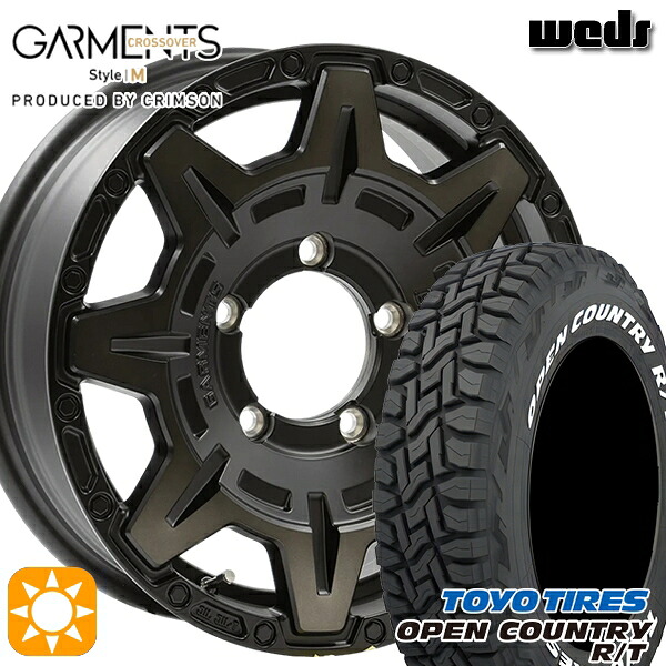 【取付対象】ジムニー 185/85R16 105/103N LT トーヨー オープンカントリー R/T ホワイトレター Weds ガーメンツ スタイルM マットブラッククリア 16インチ 5.5J 5H139.7 サマータイヤホイールセット