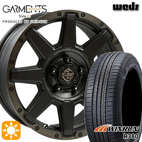 【取付対象】エスティマ ヤリスクロス 215/60R16 95H ウィンラン R380 Weds ガーメンツ スタイルU マットブラッククリア 16インチ 7.0J 5H114.3 サマータイヤホイールセット