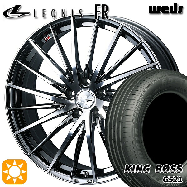 【取付対象】215/60R16 95V キングボス G521 Weds レオニス FR BMCMC (ブラックメタルコート ミラーカット) 16インチ 6.5J 5H114.3 サマータイヤホイールセット