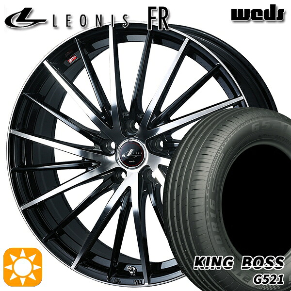 【取付対象】195/60R16 89H キングボス G521 Weds レオニス FR PBMC (パールブラック ミラーカット) 16インチ 6.5J 5H114.3 サマータイヤホイールセット ｜トレッド新横浜師岡店