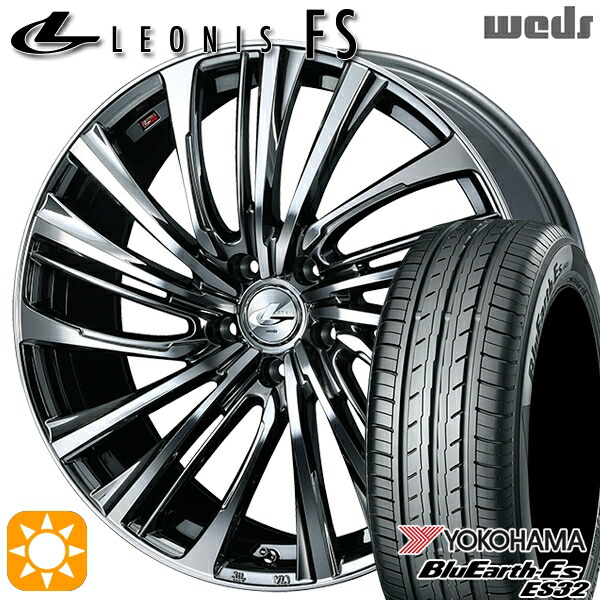 【取付対象】C-HR カローラクロス 215/60R17 96H ヨコハマ ブルーアース ES32 Weds レオニス FS BMCMC (ブラックメタルコート/ミラーカット) 17インチ 7.0J 5H114.3 サマータイヤホイールセット