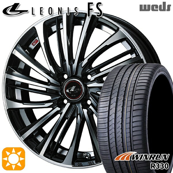 【取付対象】195/45R16 84V XL ウィンラン R330 Weds レオニス FS PBMC (パールブラック/ミラーカット) 16インチ 6.0J 4H100 サマータイヤホイールセット