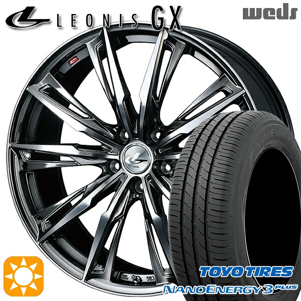 【取付対象】225/45R18 91W トーヨー ナノエナジー3プラス Weds レオニス GX BMCMC (ブラックメタルコート/ミラーカット) 18インチ 8.0J 5H114.3 サマータイヤホイールセット